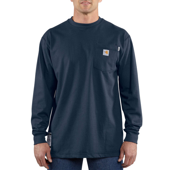 Carhartt FR Cotton Long Sleeve Closeout Shirt in Navy